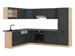 Cocina esquinera casa de campo antracita/roble dorado 287x60x81.6 r-line