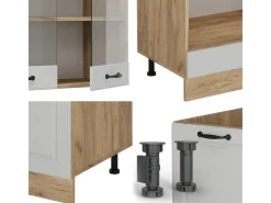 Cocina esquinera casa de campo blanca/roble dorado 287x60x81.6 r-line