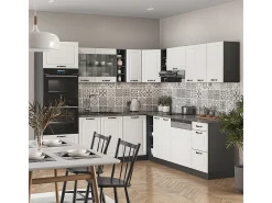 Cocina esquinera casa de campo blanca/antracita 247x60x81.6 r-line