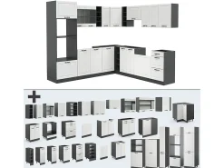 Cocina esquinera casa de campo blanca/antracita 247x60x81.6 r-line
