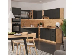 Cocina esquinera casa de campo antracita/roble dorado 247x60x81.6 r-line