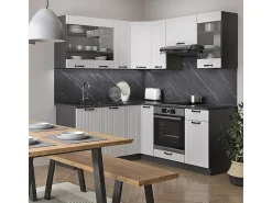 Cocina esquinera casa de campo blanca/antracita 190x60x81.6 fame-line