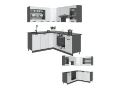 Cocina esquinera casa de campo blanca/antracita 190x60x81.6 fame-line
