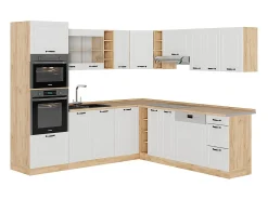 Cocina esquinera casa de campo blanca/roble dorado 247x60x81.6 r-line