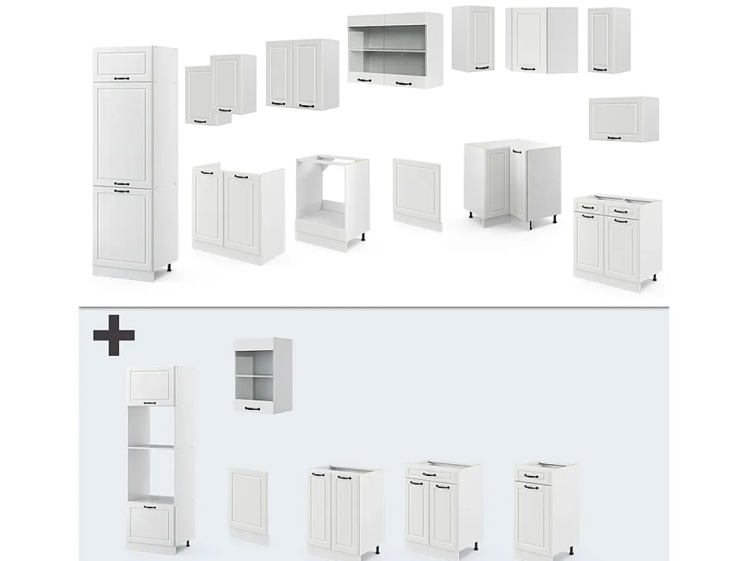 Cocina esquinera casa de campo blanca/blanca 287x60x81.6 r-line