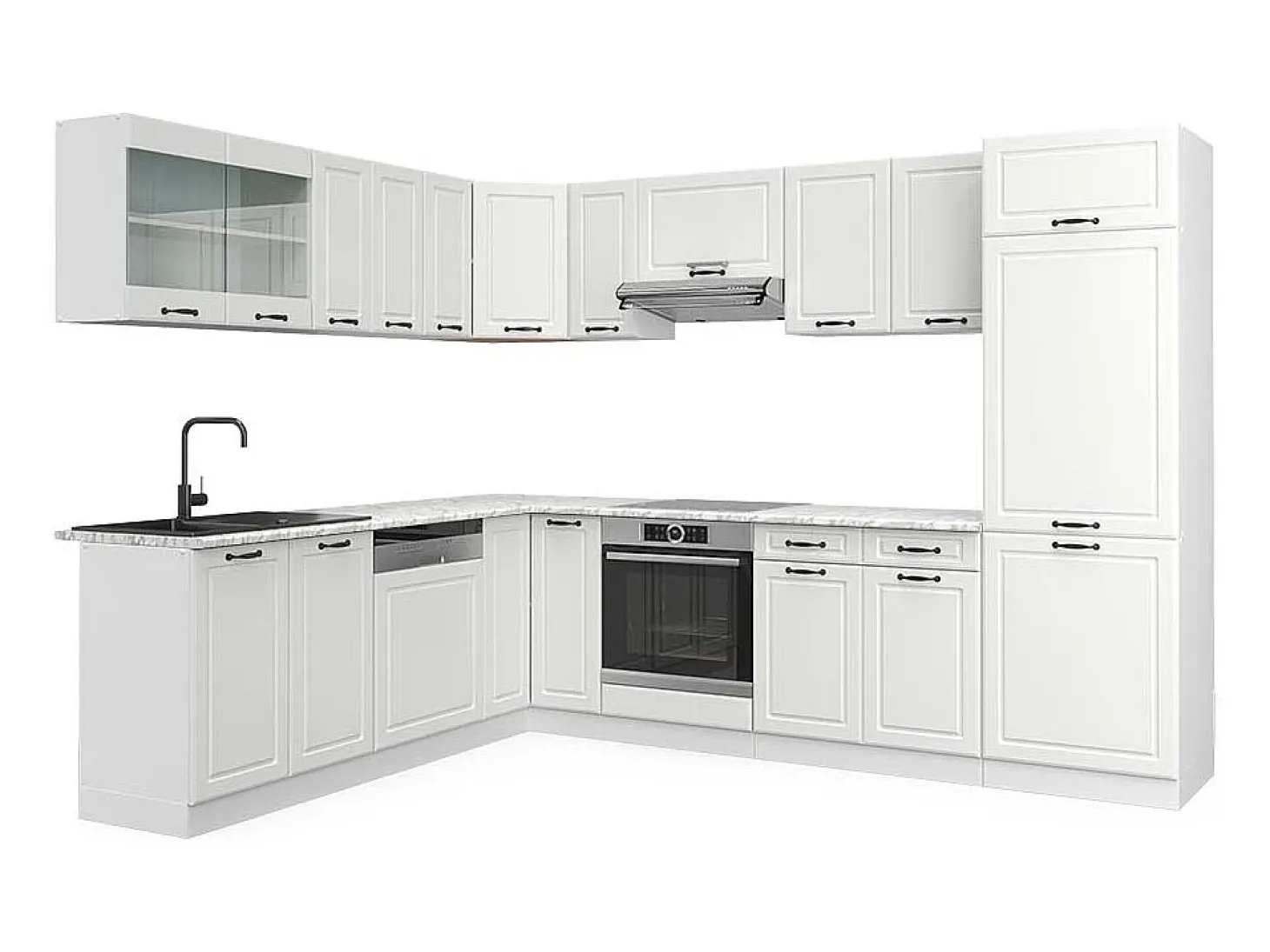 Cocina esquinera casa de campo blanca/blanca 287x60x81.6 r-line