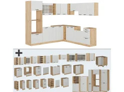 Cocina esquinera casa de campo blanca/roble dorado 247x60x81.6 r-line