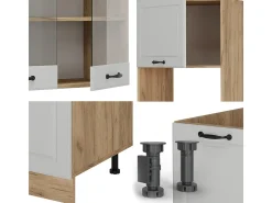Cocina esquinera casa de campo blanca/roble dorado 247x60x81.6 r-line