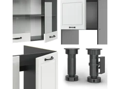 Cocina esquinera casa de campo blanca/antracita 247x60x81.6 r-line