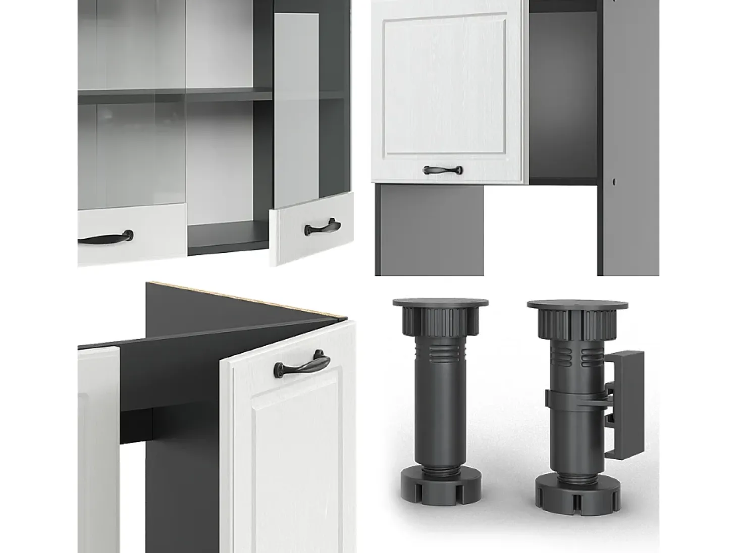 Cocina esquinera casa de campo blanca/antracita 247x60x81.6 r-line