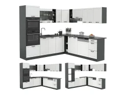 Cocina esquinera casa de campo blanca/antracita 247x60x81.6 r-line