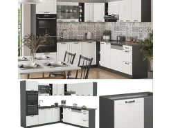 Cocina esquinera casa de campo blanca/antracita 247x60x81.6 r-line