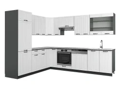 Cocina esquinera casa de campo blanca/antracita 287x60x81.6 fame-line