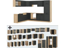 Cocina esquinera casa de campo antracita/roble dorado 287x46x81.6 r-line