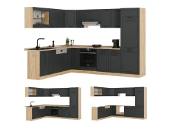 Cocina esquinera casa de campo antracita/roble dorado 287x46x81.6 r-line