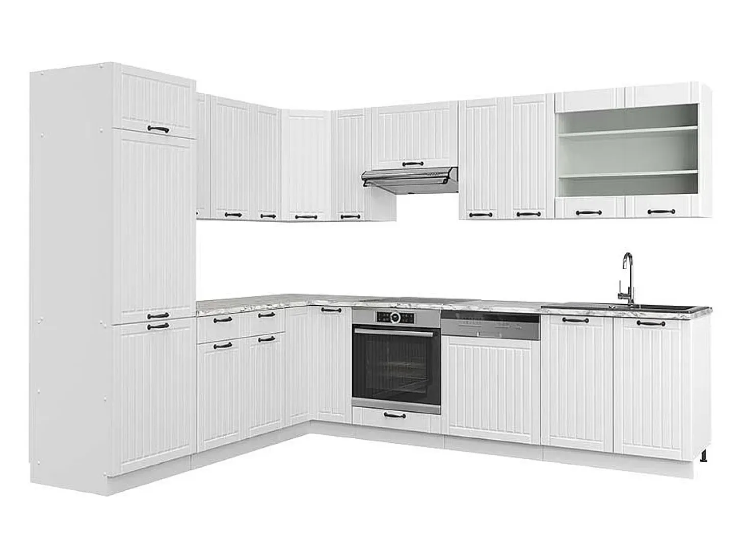 Cocina esquinera casa de campo blanca/blanca 287x60x81.6 fame-line