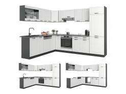 Cocina esquinera casa de campo blanca/antracita 287x60x81.6 r-line