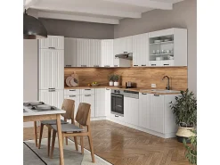 Cocina esquinera casa de campo blanca/blanca 287x60x81.6 fame-line