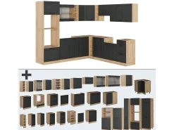 Cocina esquinera casa de campo antracita/roble dorado 247x60x81.6 r-line