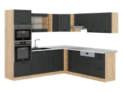 Cocina esquinera casa de campo antracita/roble dorado 247x60x81.6 r-line