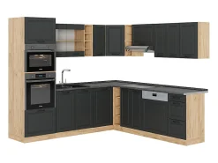Cocina esquinera casa de campo antracita/roble dorado 247x46x81.6 r-line