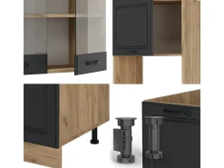 Cocina esquinera casa de campo antracita/roble dorado 247x46x81.6 r-line