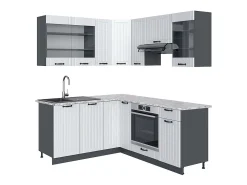 Cocina esquinera casa de campo blanca/antracita 190x60x81.6 fame-line