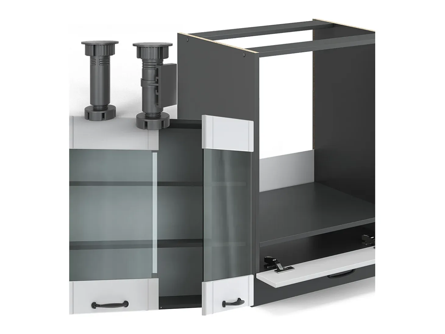 Cocina esquinera casa de campo blanca/antracita 190x60x81.6 fame-line