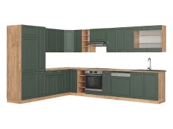 Cocina esquinera green-gold country/gold power roble 347x46x81.6 fame-line
