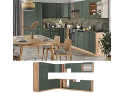 Cocina esquinera green-gold country/gold power roble 347x60x81.6 fame-line