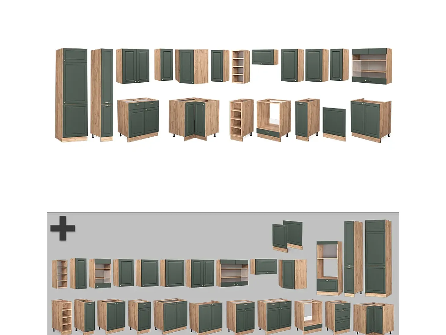Cocina esquinera green-gold country/gold power roble 347x60x81.6 fame-line