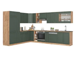 Cocina esquinera green-gold country/gold power roble 347x60x81.6 fame-line