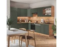 Cocina esquinera green-gold country/gold power roble 227x60x81.6 fame-line