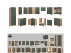 Cocina esquinera green-gold country/gold power roble 227x60x81.6 fame-line