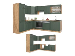 Cocina esquinera green-gold country/gold power roble 227x60x81.6 fame-line