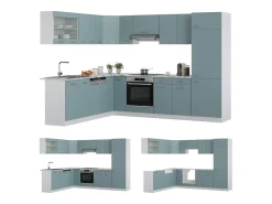 Cocina esquinera gris azulado 287x46x81.6 r-line