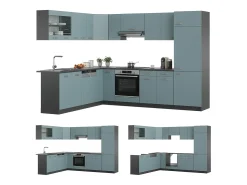 Cocina esquinera gris azulado/antracita 287x60x81.6 r-line
