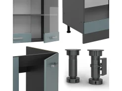 Cocina esquinera gris azulado/antracita 287x60x81.6 r-line
