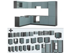 Cocina esquinera gris azulado/antracita 287x60x81.6 r-line