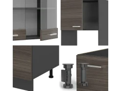 Cocina esquinera gris noble/antracita 247x46x81.6 r-line