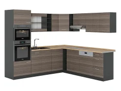 Cocina esquinera gris noble/antracita 247x46x81.6 r-line