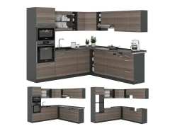 Cocina esquinera gris noble/antracita 247x46x81.6 r-line