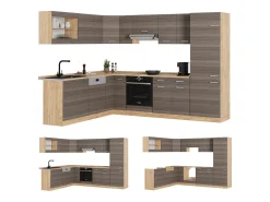 Cocina esquinera gris noble/roble dorado 287x46x81.6 r-line