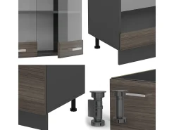 Cocina esquinera gris noble/antracita 287x60x81.6 r-line