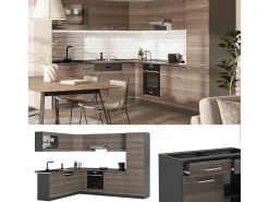 Cocina esquinera gris noble/antracita 287x60x81.6 r-line