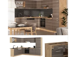 Cocina esquinera gris noble/roble dorado 287x60x81.6 r-line