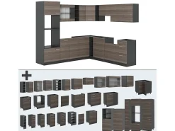 Cocina esquinera gris noble/antracita 247x60x81.6 r-line