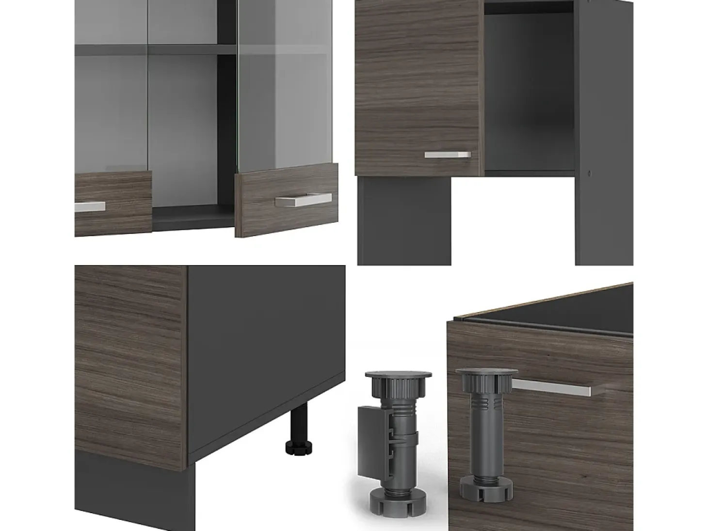 Cocina esquinera gris noble/antracita 247x60x81.6 r-line