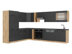 Cocina esquinera gris oscuro 347x60x81.6 fame-line