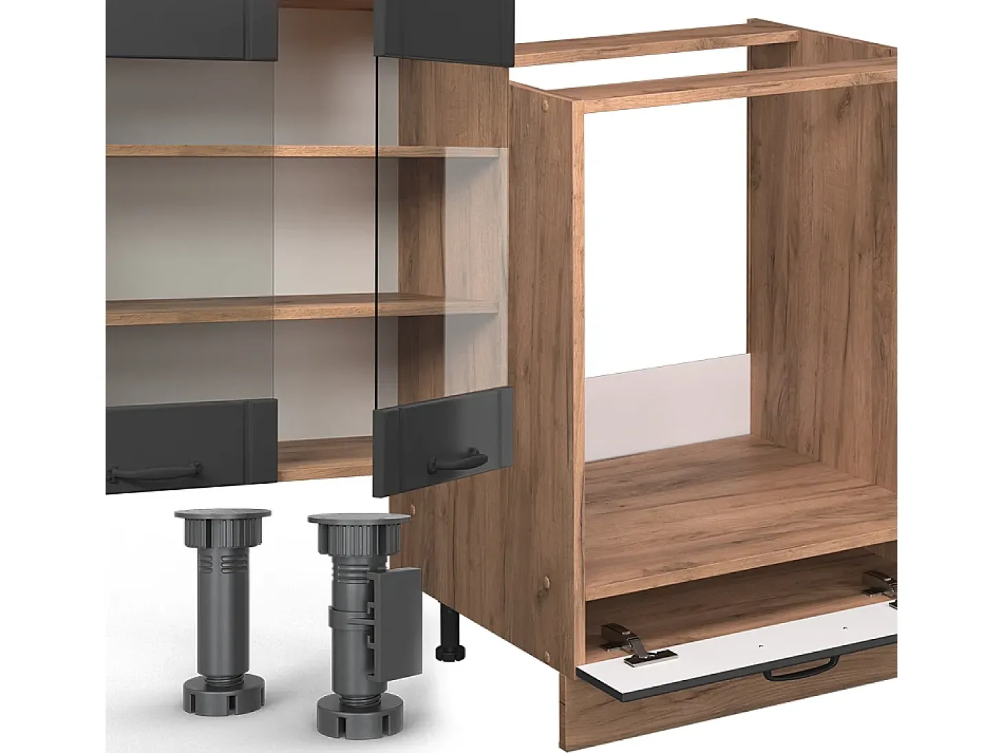 Cocina esquinera gris oscuro 347x60x81.6 fame-line
